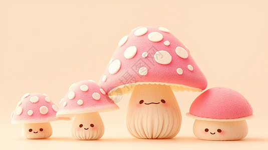 粉色羊毛毡可爱的卡通蘑菇图片