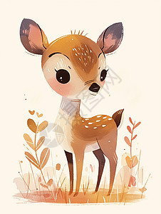 一只可爱的卡通小鹿背景图片