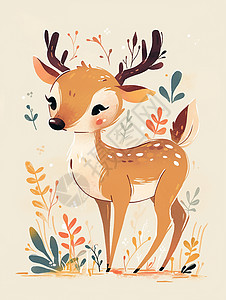 一只棕色可爱的小鹿图片