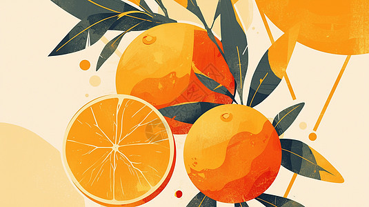 扁平风简约的橙子插画图片