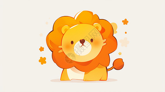 卡通动物黄色可爱的卡通小狮子插画