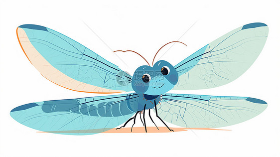 张开翅膀的卡通蜻蜓图片