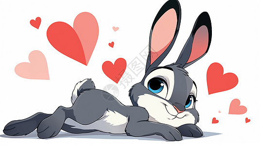 长耳朵可爱的卡通兔子背景图片