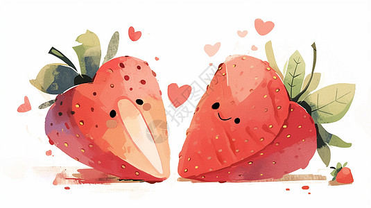 两颗可爱的卡通草莓图片