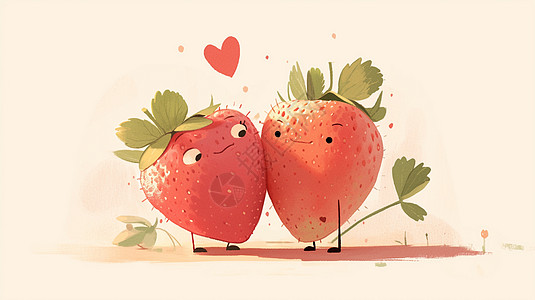两颗粉红色可爱的草莓图片