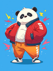穿着红色运动装卡通大熊猫图片