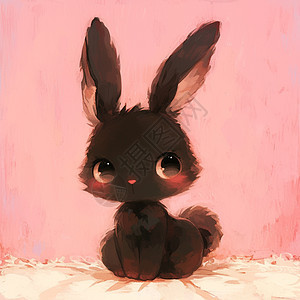 长耳朵的卡通小黑兔子图片