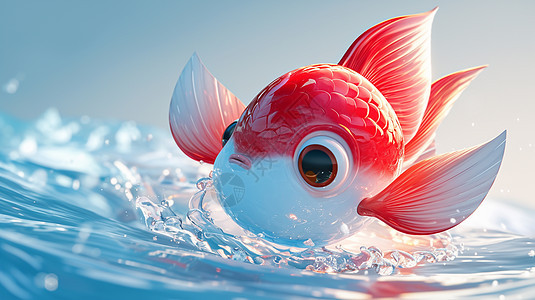 红色胖嘟嘟可爱的卡通鱼图片
