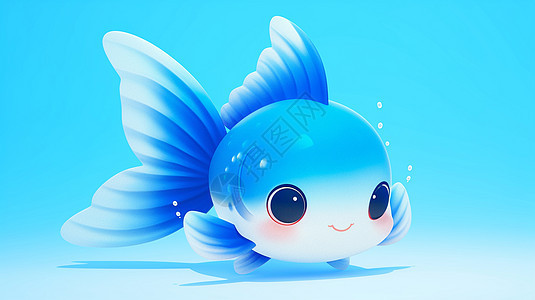 蓝色立体的卡通鱼背景图片