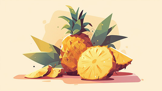 黄色的卡通菠萝插画图片