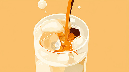 一杯美味的卡通奶茶背景图片