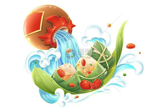 中国风端午节美食粽子黄酒组合装饰图片