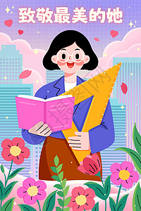 母亲节首页致敬母亲教师女性插画插画