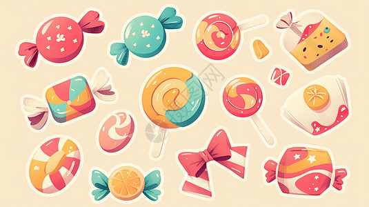 各种造型美味可爱的卡通小糖果图片