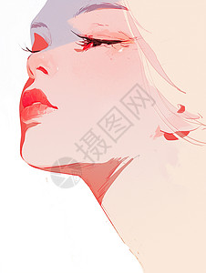 红唇优雅漂亮的卡通女人图片