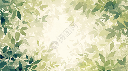 嫩绿色卡通叶子背景背景图片