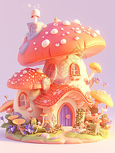 梦幻唯美的卡通蘑菇屋图片