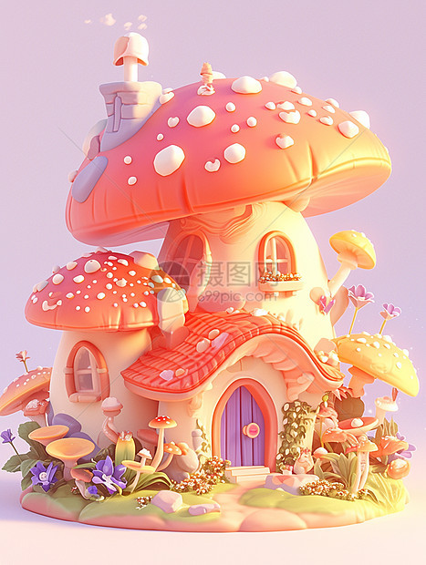 梦幻唯美的卡通蘑菇屋图片