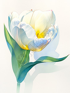 一枝白色盛开的卡通花朵图片