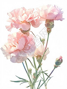 粉色美丽的卡通康乃馨花朵图片