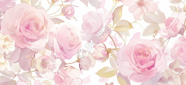 梦幻粉色玫瑰卡通花朵背景图片
