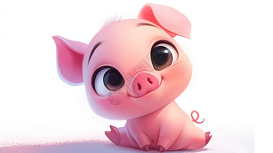 大眼睛粉色的卡通小猪图片