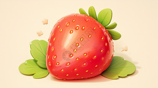 一颗红色立体可爱的卡通草莓图片