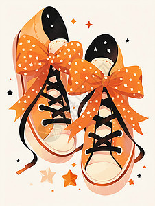 一双系着蝴蝶结的可爱卡通板鞋图片