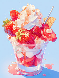 一杯美味的水果卡通冰激凌图片