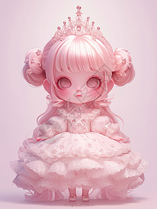 粉色头发穿着公主裙的小公主图片