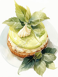 抹茶水果蛋糕插画图片