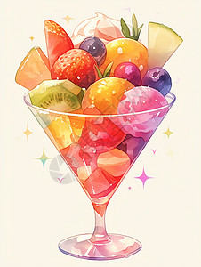 夏日甜品卡通水果杯图片