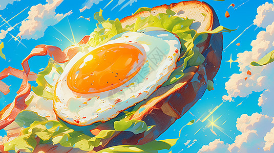 有鸡蛋的美味卡通早餐图片