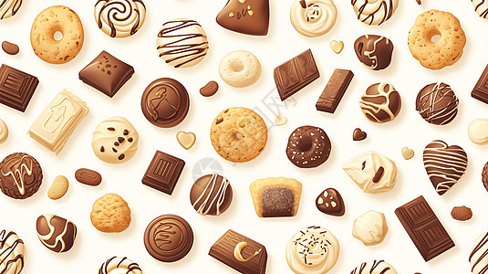 各种造型美味的巧克力饼干背景图片
