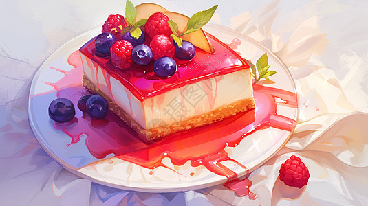 覆盆子蓝莓卡通蛋糕图片