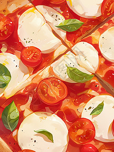 番茄味的美味披萨特写图片