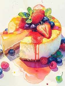 蓝莓草莓水果味的奶油蛋糕图片