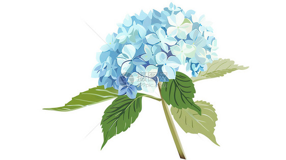 蓝色绣球花简约插图图片