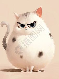生气表情肥胖可爱的卡通小花猫图片