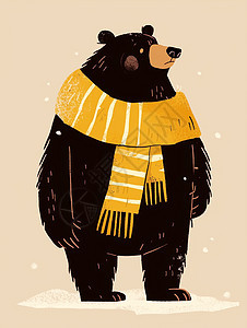 围着黄色长围巾的棕熊图片