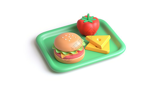 美食汉堡套餐3D图片