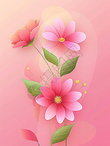 粉红色小花插画图片
