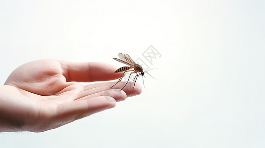 一只蚊子正在吸血图片