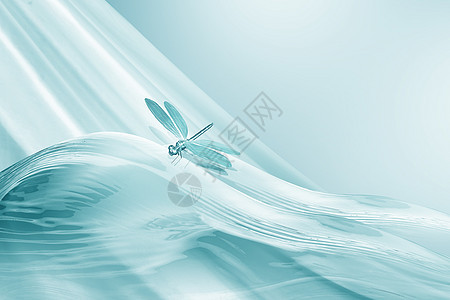 蓝色创意丝绸蜻蜓夏日背景图片