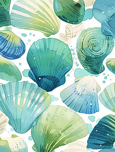 清新唯美的卡通水彩风海底生物图片