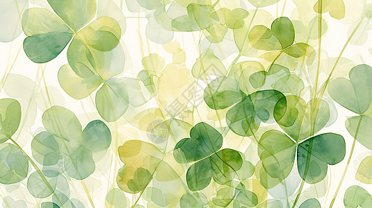 透明叶子唯美的卡通叶草植物图片