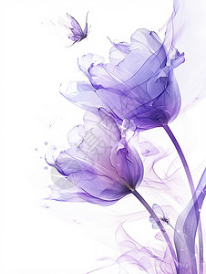 紫色浪漫的透明花瓣卡通花朵图片