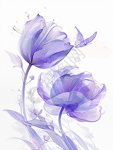 浪漫唯美的透明花瓣卡通花朵图片