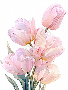 一簇粉色漂亮的卡通花朵图片