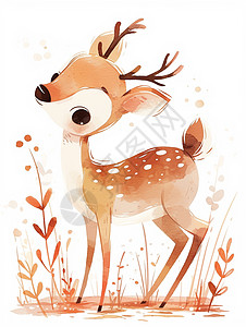 一只棕色萌萌的可爱卡通小鹿图片
